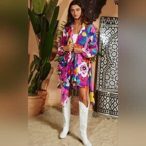 BUCKETLIST Vibrant Floral Purple Multi-Color Mini Dress